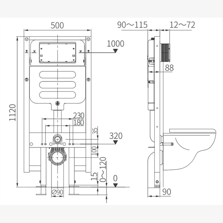 best flushing concealed cistern size