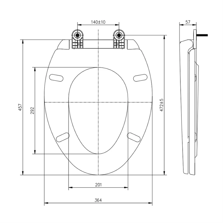 PP elongated toilet seat slow close